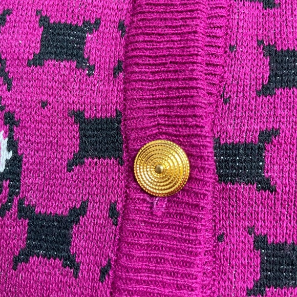 Vintage Eatons Cardigan Paisley Purple Black Knit Womens Petite Size Small - Picture 5 of 10